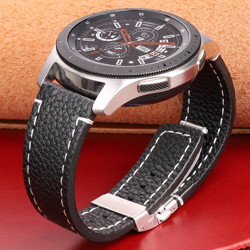Elegant Soft Leather Watchband in Brown & Black with Deployment Clasp