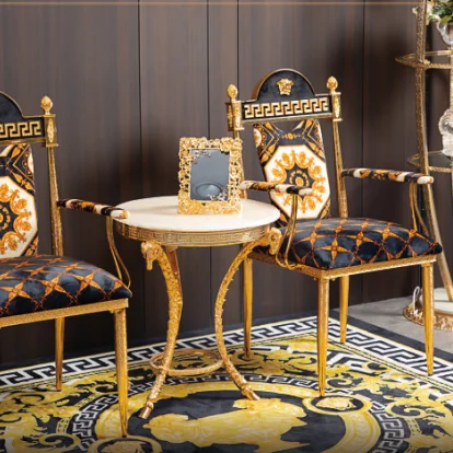 Cast copper luxurious design armchair cafe dining chair gold chairs for restaurants and coffee shop fancy living room chairs