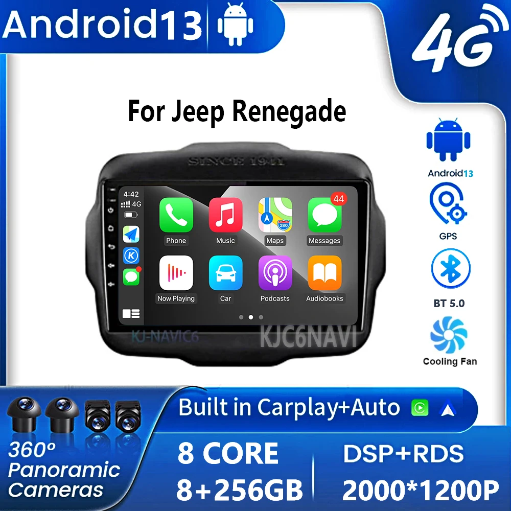 

Android 13 For Jeep Renegade 2016 2017 2018 2019 2020 Car Radio Multimedia Video Player GPS Navigation CarPlay Autoradio DSP DVD