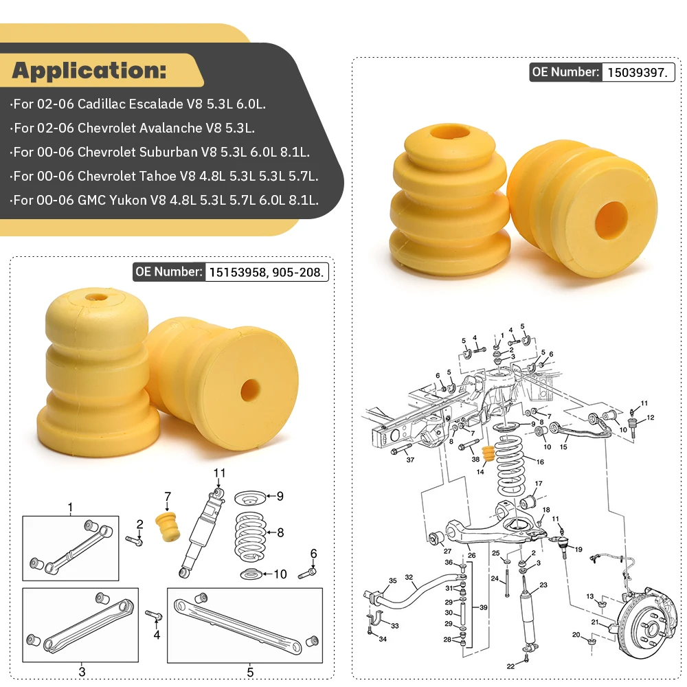 Bloque amortiguador de parachoques de brazo de Control de