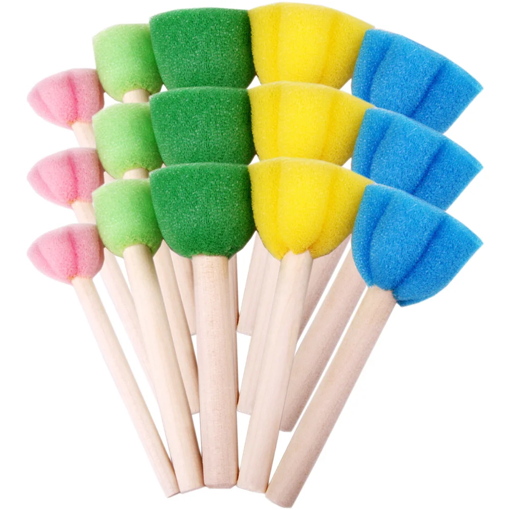 

15 Pcs Sponges Wand Stick Painting Materials Graffiti Brush DIY Drawing Kids Kit Tools Child