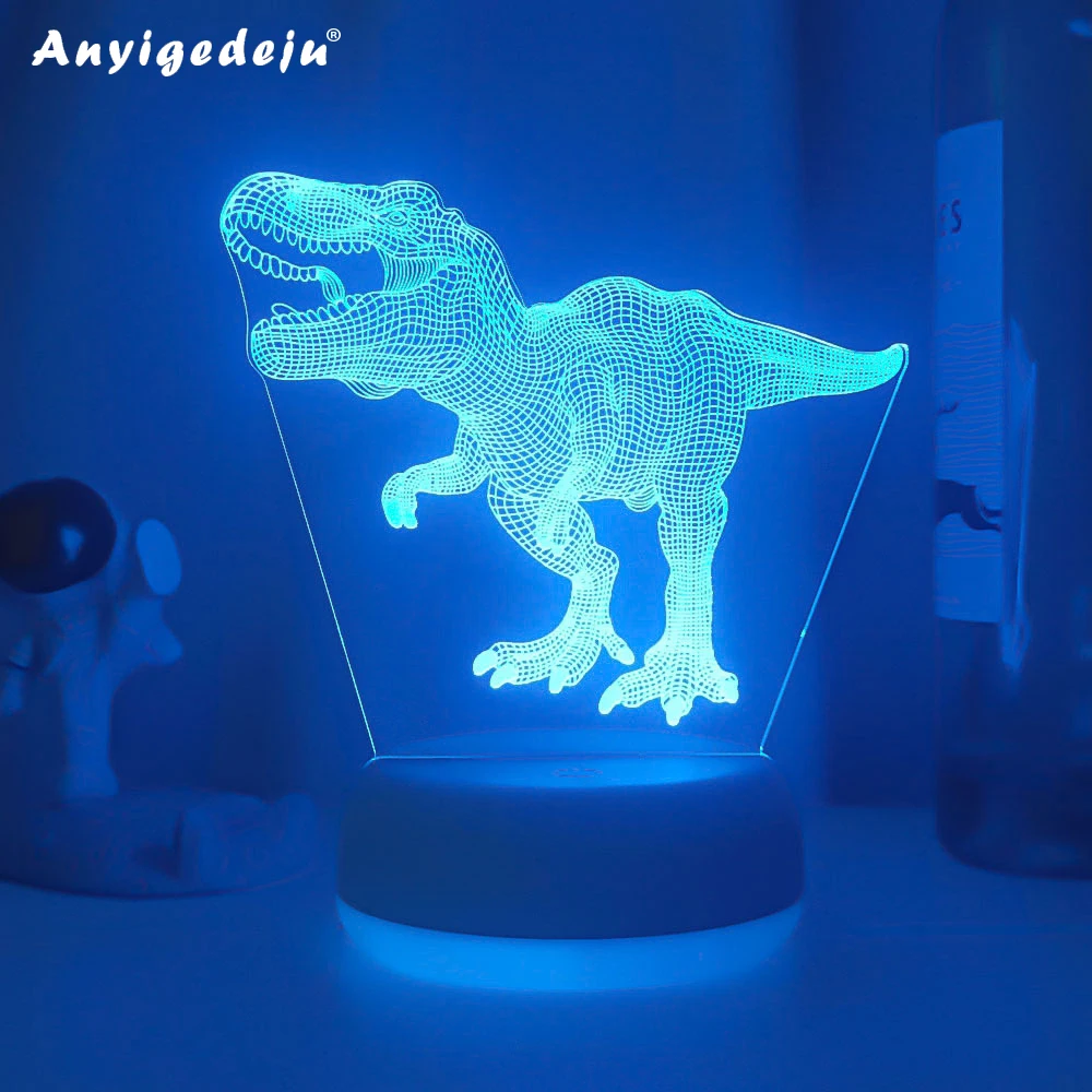 Dinosaur 7-color USB 3D Illusion LED Acrylic Night Lights Touch Switch Desk Lamp 