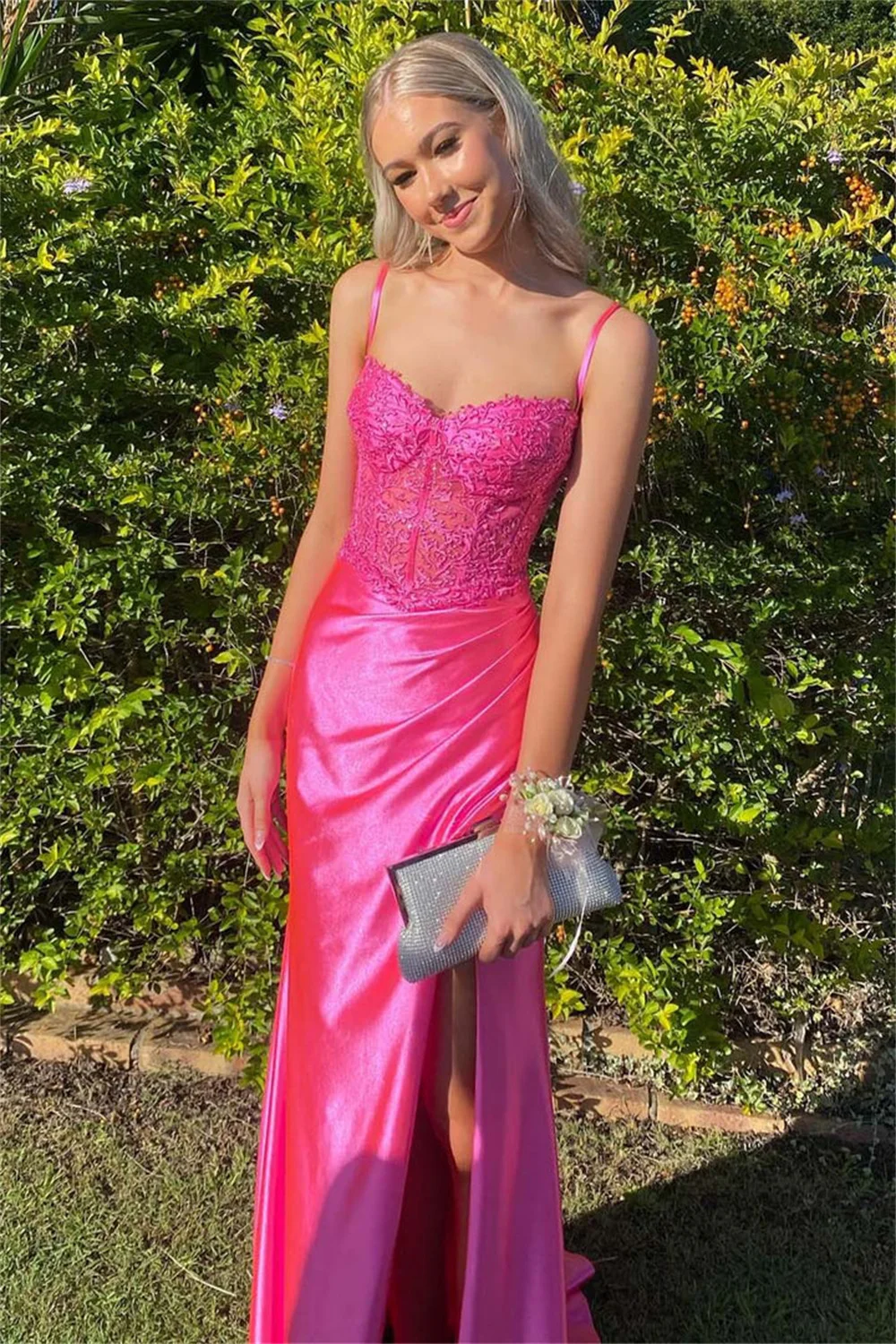 

Spaghetti Straps Strapless Mermaid Prom Dresses With Split Side Lace Appliques Sleeveless Bridesmaid Dress Long Evening Gowns