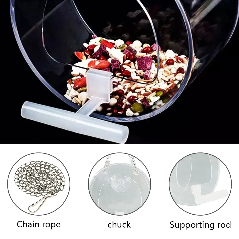 Hanging Wild Bird Feeder Clear Round Acrylic Feeding Station Outdoor Food Container Outside window With Sucker for Cardinals bird feeder