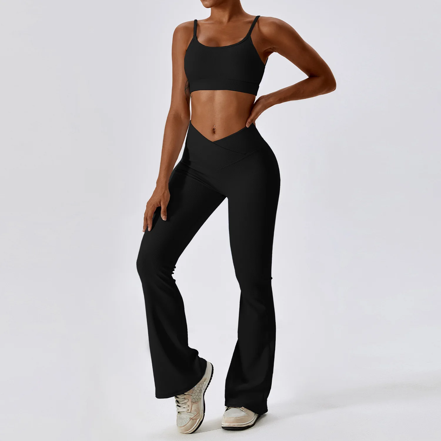 2PCS Seamless Yoga Set Gym Clothes Sportswear Yoga Suits Women Fitness Rib Tracksuits Sports Bra Gym Leggings