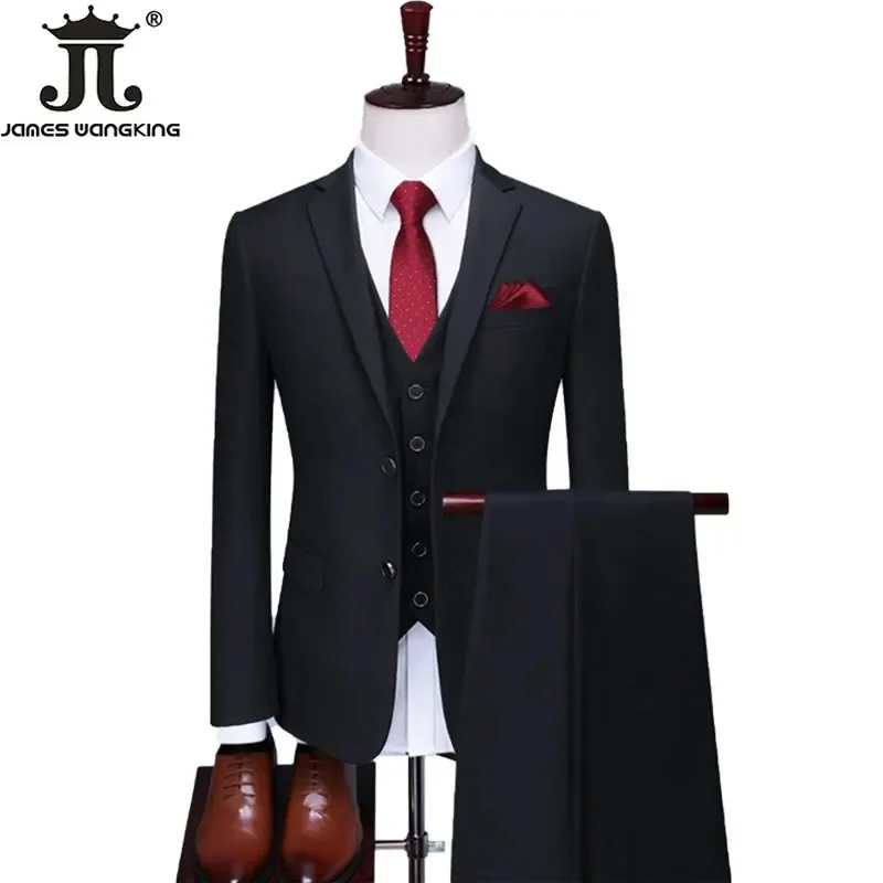 Blazer Vest Pants Solid Color Formal Business Office Suit Three-piece Set S-6XL Groom Wedding Show Dress Party mens suit
