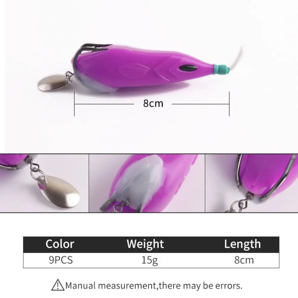 15g 8cm Topwater Soft Frog Fishing Lure Catfish Silicone Artificial Sea Bass Trout Wobblers Crankbait With Hook - 6