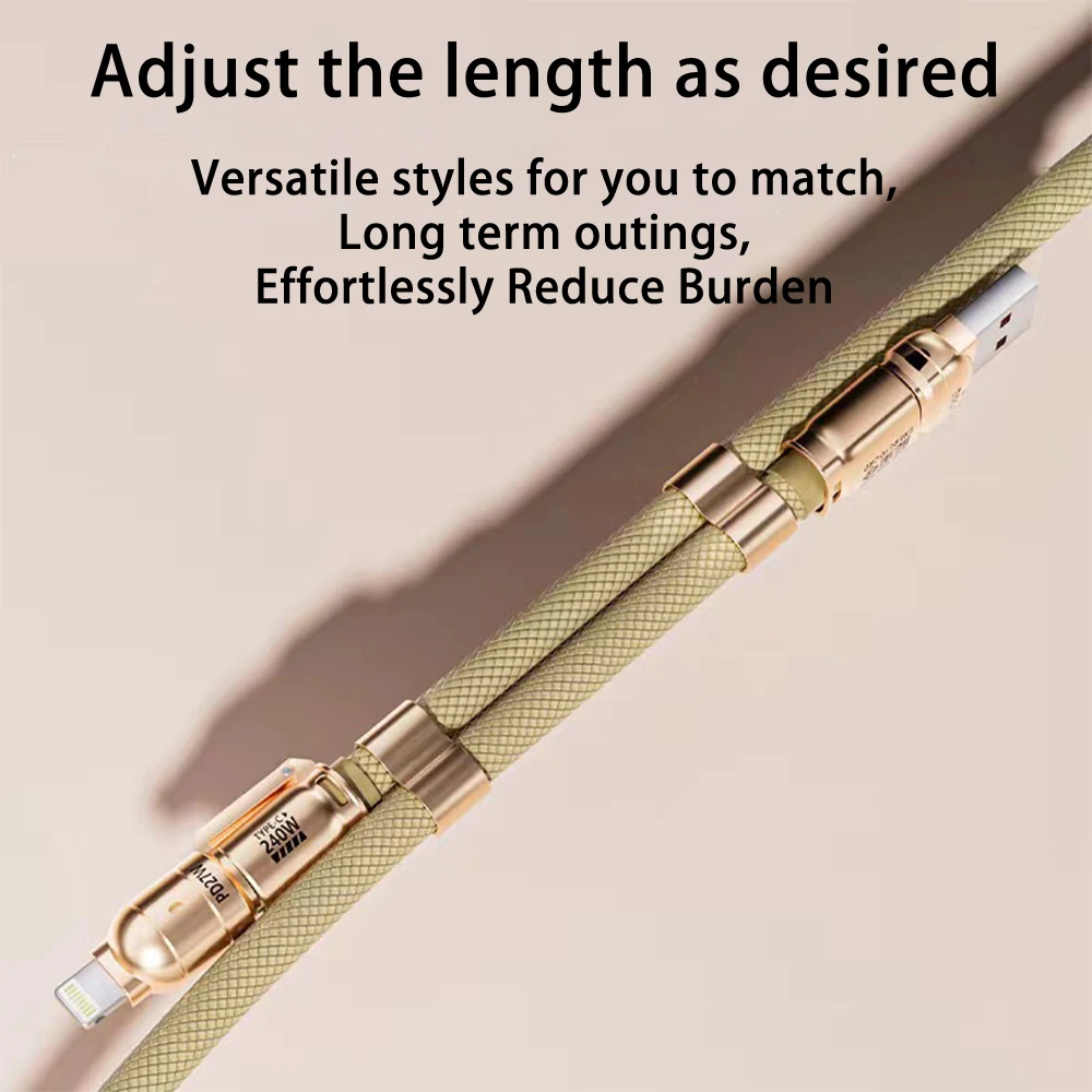 4 in 1 USB Type-C 240W Fast Charge Cable Type-C to Lightning Mobile Phone Lanyard PD27w Charging Cable for Xiaomi iPhone Oneplus BEST SELLERS 4 in 1 USB Type-C 240W Fast Charge Cable Type-C to Lightning Mobile Phone Lanyard PD27w Charging Cable for Xiaomi iPhone Oneplus BEST SELLERS