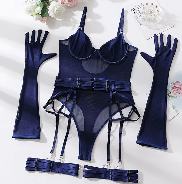 pureloli sissy Ellolace Tight Fitting Lace Bodysuit Sexy See Through Erotic Body With  Gloves Garter Night Club Outfit Sissy Crotchless Mesh Top - AliExpress