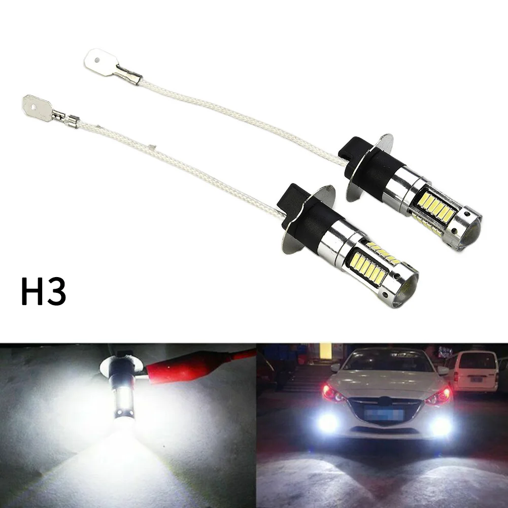 

2pcs H3 LED Fog Light Bulbs Conversion Kit Super Bright Canbus 6000K White 100W Car Daytime Running Light DRL Fog Driving Lights