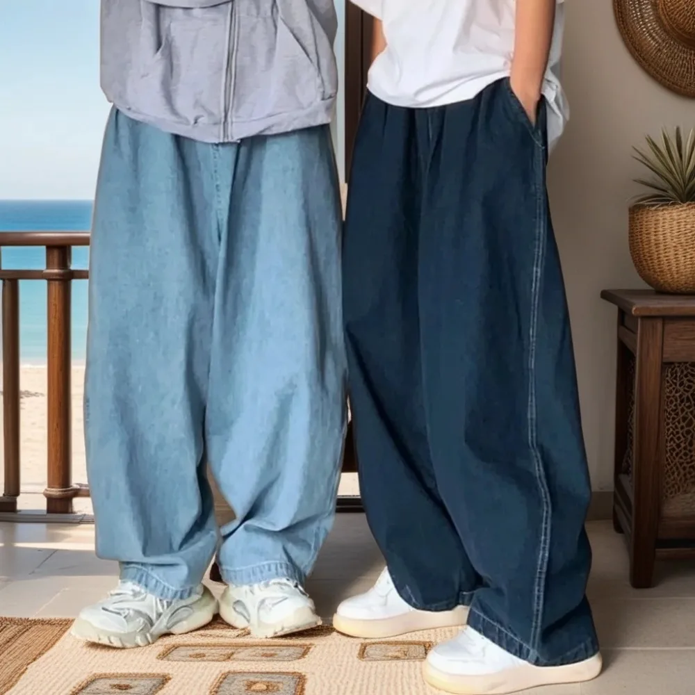 2024 Nuovi Jeans Dritti Uomo Blu Moda Pantaloni Larghi In Denim Neutro Streetwear Casual Jeans Larghi Pantaloni Donna Uomo Baggy Y2K