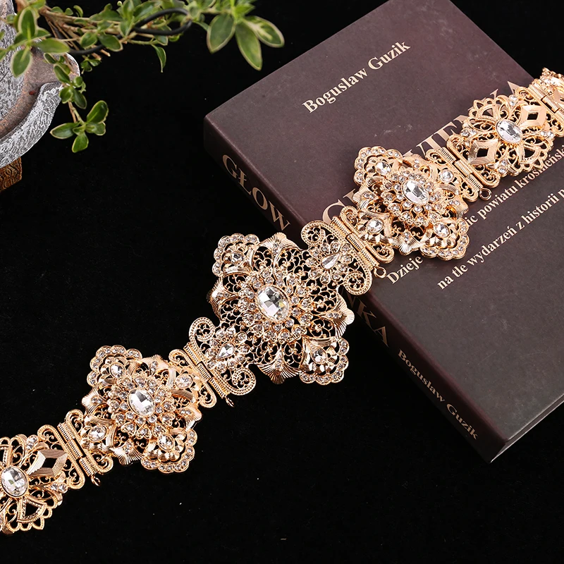 New Morocco Chic Caftan Belts Full Rhinestones Hollow Flower