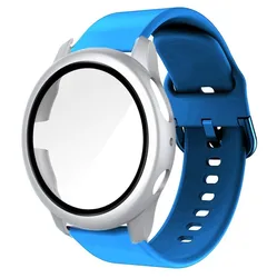 20mm Universal Smartwatch Strap with Protective Bumper Case for Galaxy Watch 6 40mm (Sky Blue Silver)