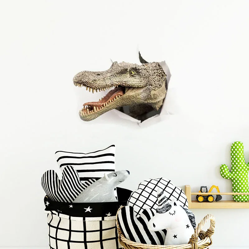 C171#Ferocious Dinosaur Wall Sticker Kids Room Background Home Decoration Mural Living Room Wallpaper Funny Decal