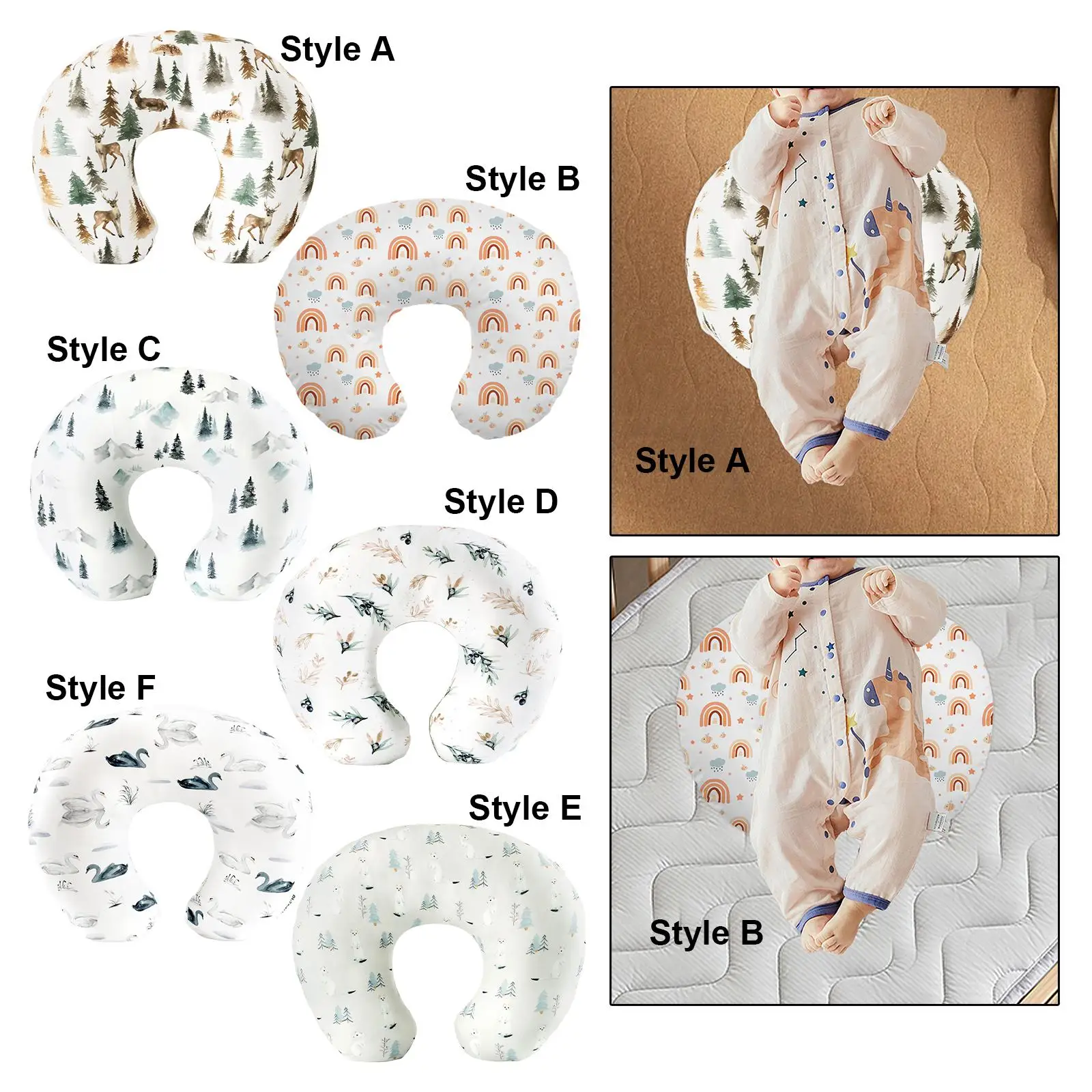 Feeding Pillow Cover U Style Shape Comfortable Breathable Pillow Case Replacement Feeding Cushion Cover for Breastfeeding Women