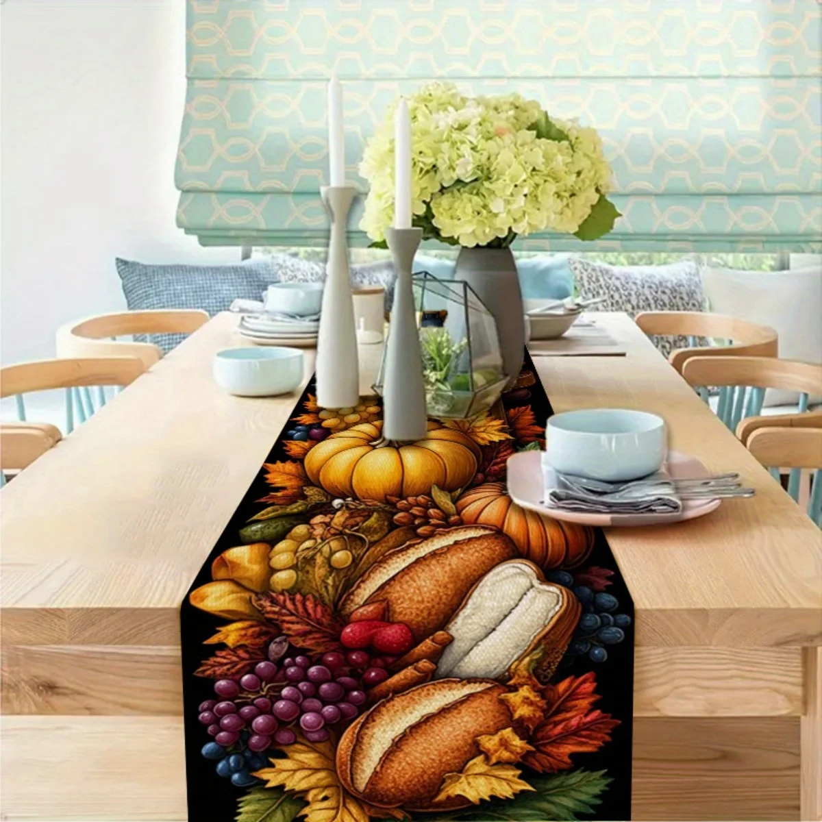 Pumpkin Grape Red Wine Harvest Table Runner 5