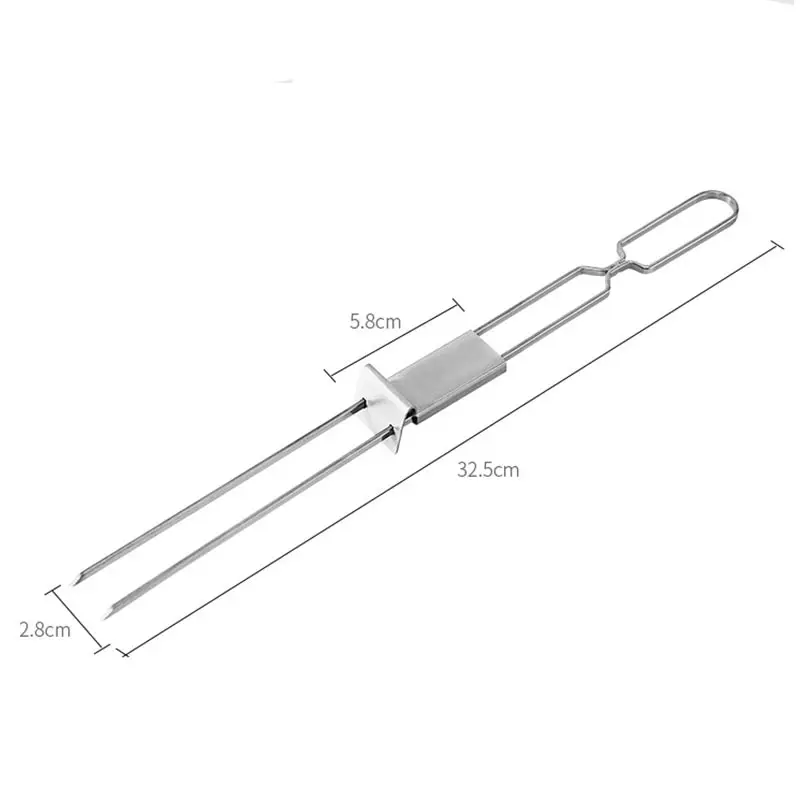 Stainless Steel Barbecue Fork,Semi-Automatic Double-Ended Skewers,Outdoor BBQ Tools,Grilling Forks,430 Stainless Steel,Sets
