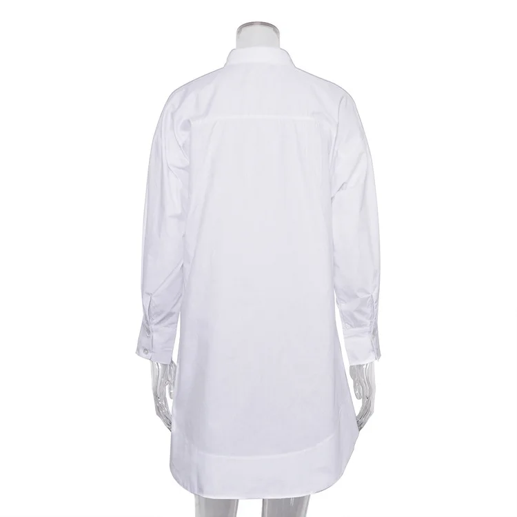 White Loose Fashion Shirts For Women See-Through Patchwork Cardigan Coat Lapel Slim Long Sleeve Oversized Blouse Shirt