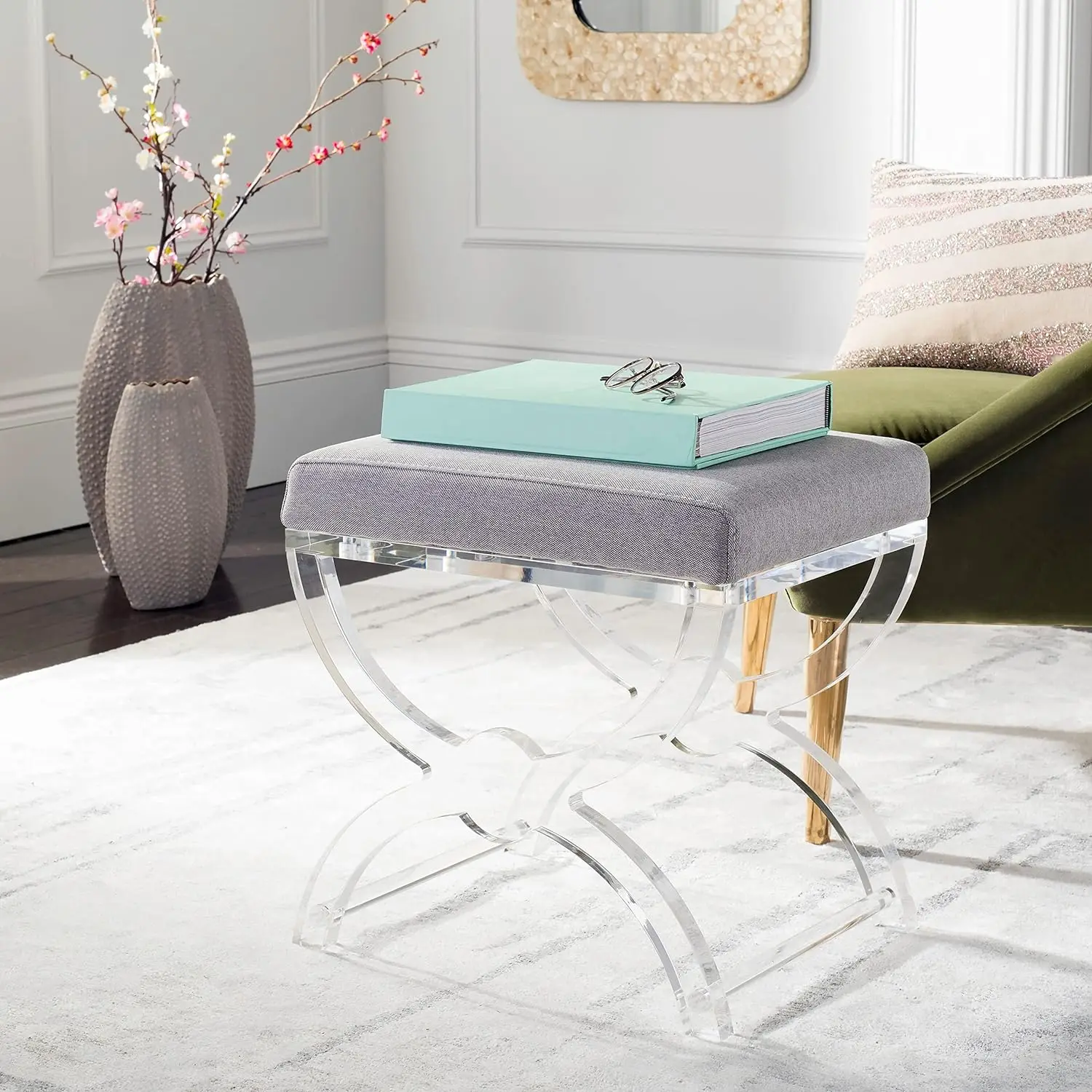 

Safavieh Home Collection Delfina Clear Acrylic Ottoman,