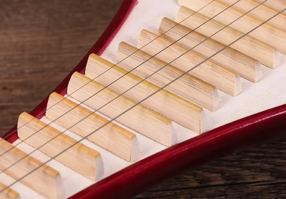 Liuqin lute Color wood red professional playing practice with box Chinese string instrument