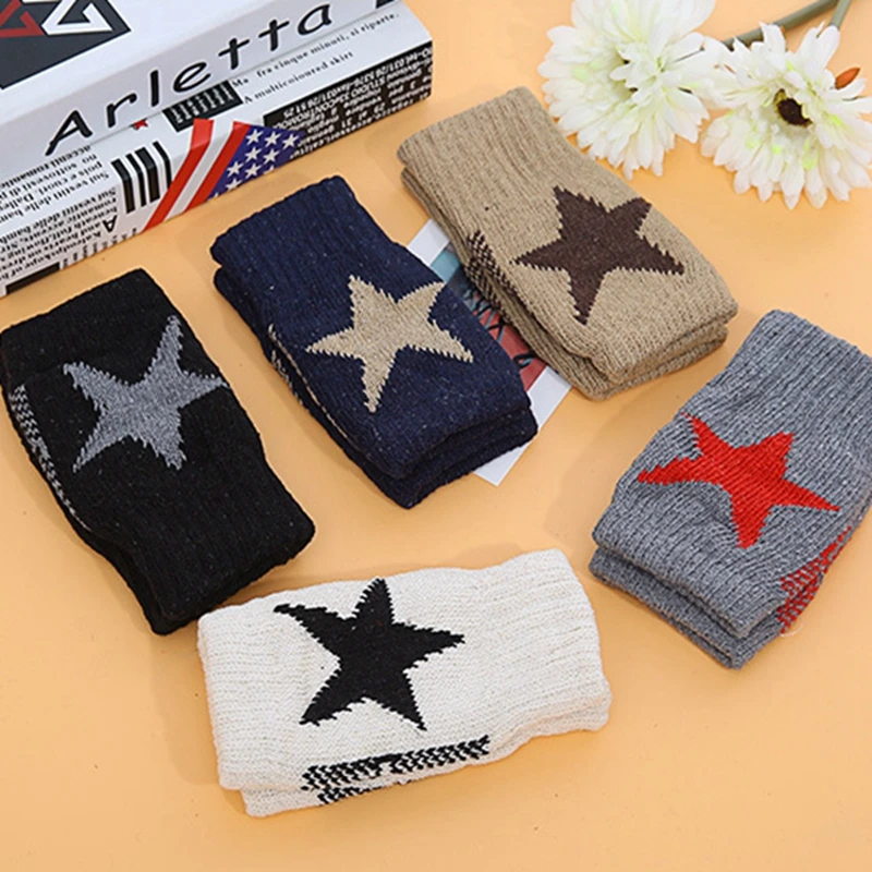 Autumn Winter New Knitted Gloves For Women Men Outdoor Warm Stretch Imitation Wool Mittens Office Writing Fingerless Gloves