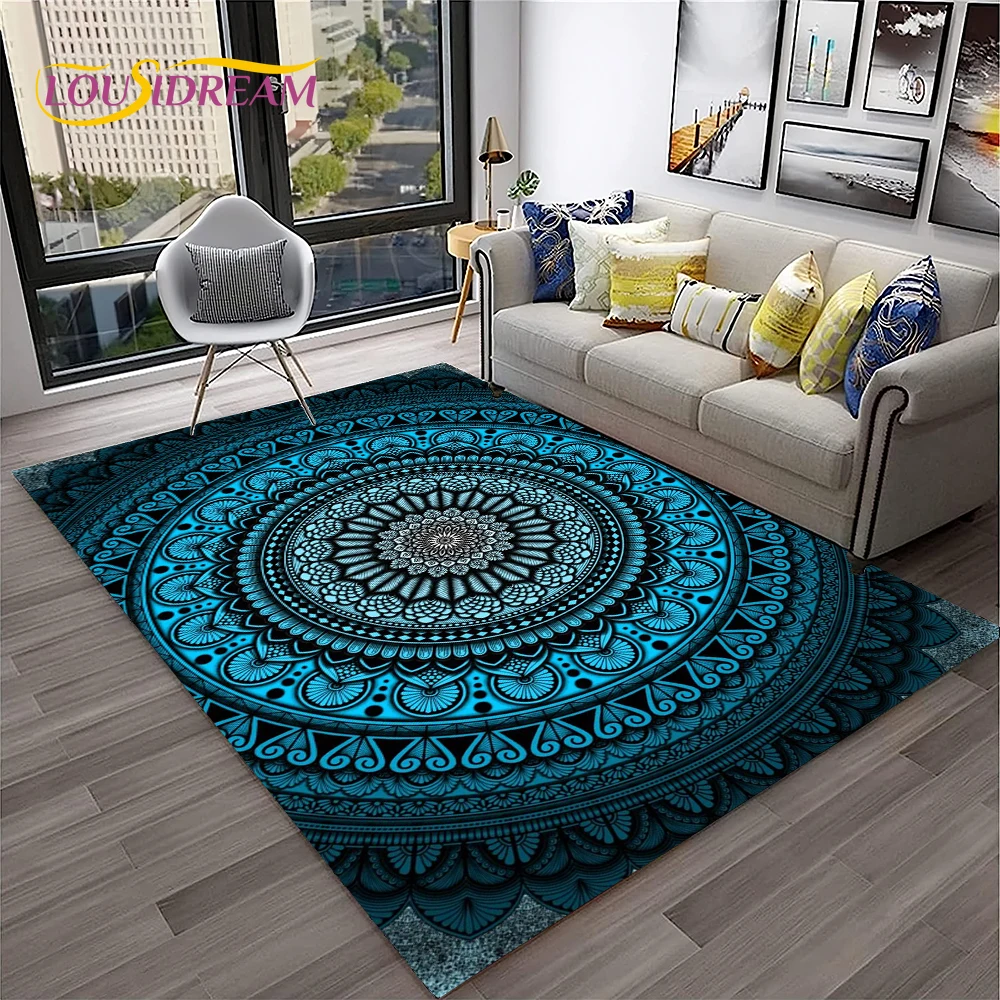 Bohemia Mandala Geometric Flower Carpet Rug for Home Living Room Bedroom Sofa Kitchen Doormat Decor,Area Rug Non-slip Floor Mat