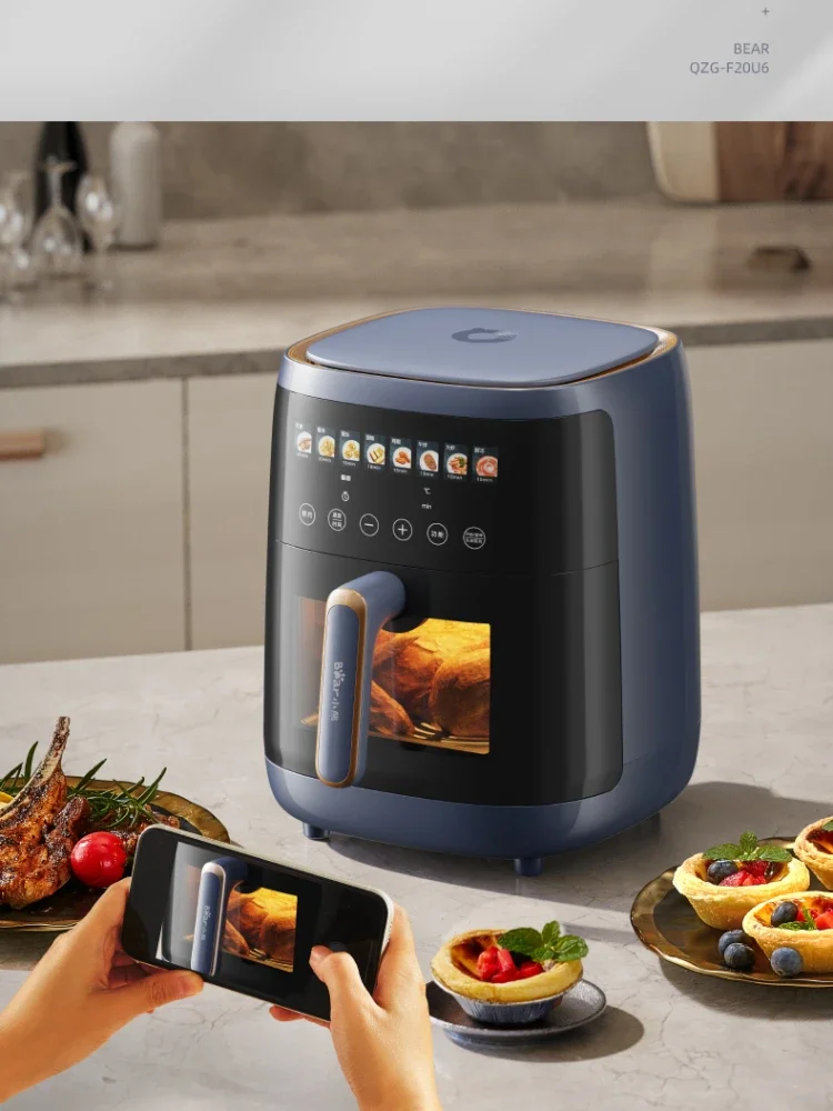 Bear 5L Air Fryer Visual Large Capacity Electric Oven Deep Frying Pan Multi-Function All-in-One Machine Flip-Free Surface 2