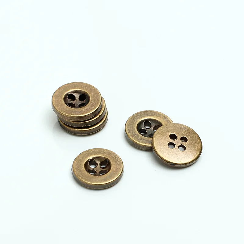 50pcs 13mm Antique Brass Plated Round 4 Holes Plastic Buttons DIY Handmade Crafts Sewing Accessories 2