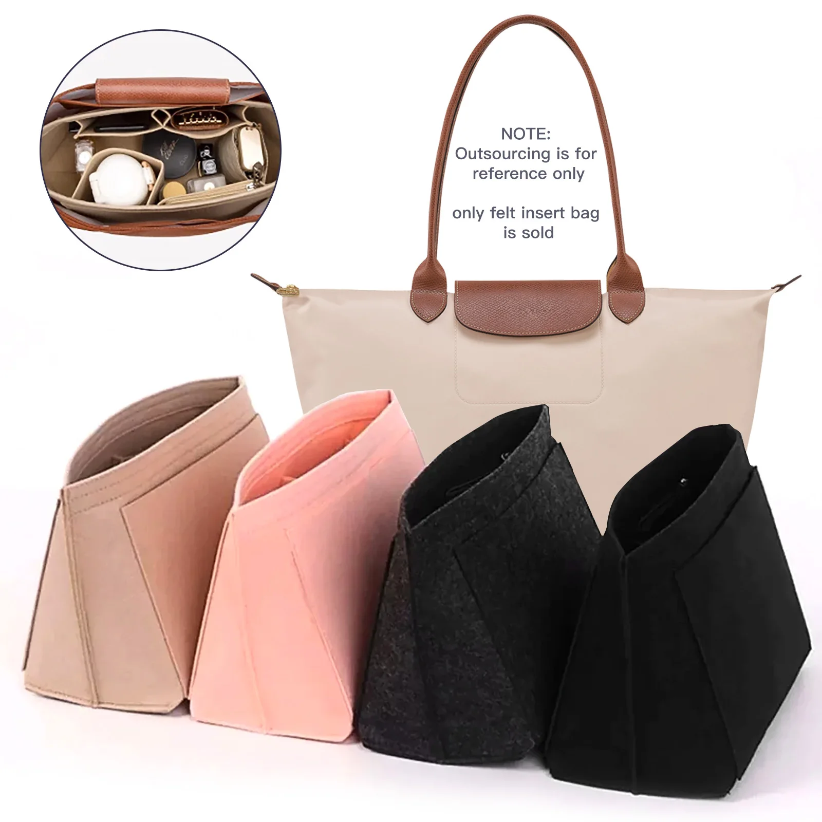 Multi-Pocket Felt Purse and Tote Bag Organizer Insert