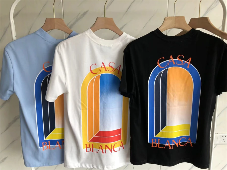 

Window Casablanca Tee Men Women Casual T Shirt Inside Tags Couple Short Sleeve