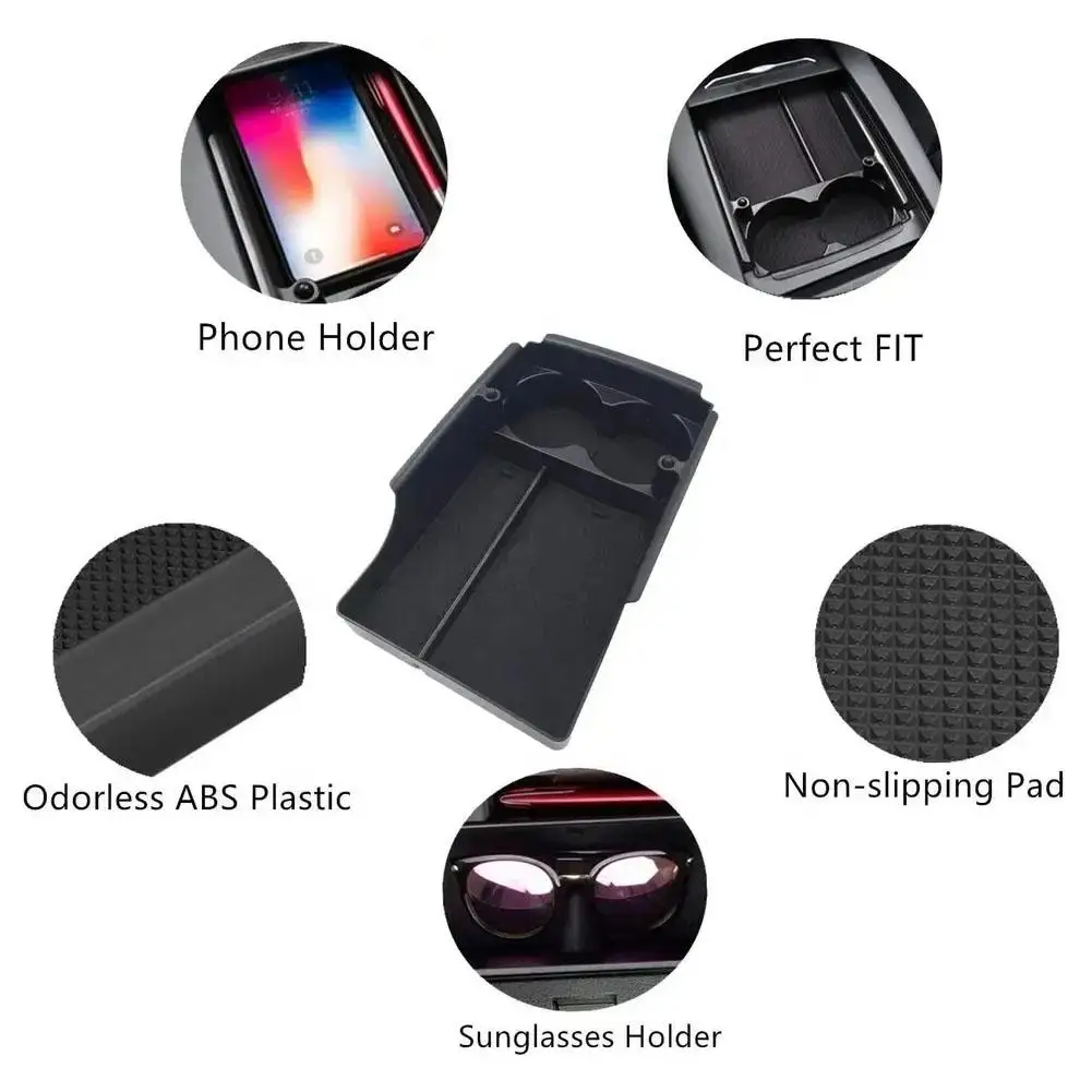 Car Center Console Armrest Storage Box Tray Organizer Anti-Slip Mats Storage Tidying for Tesla MODEL X Car Organization