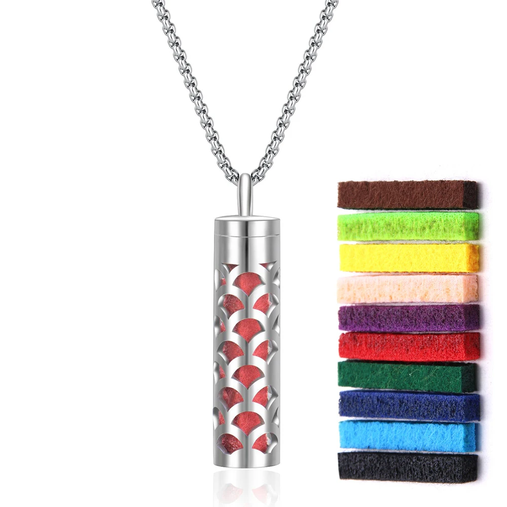 WEBEEDY Collana Diffusore Aromaterapia In Acciaio Inox – 2 Stili + 20 Ricariche – Regalo Uomo/Donna