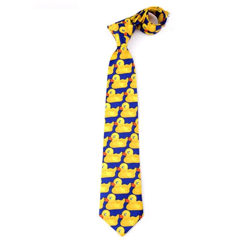 

Men Women Funny Yellow Duck Printed Necktie Imitation Silk Cosplay Party Busines Dropship