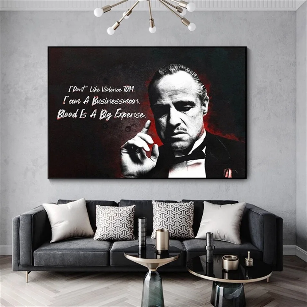 

Godfather Movie Poster Businessman Inspirational Quotes Print Canvas Painting Wall Art Picture For Living Room Home Decoration