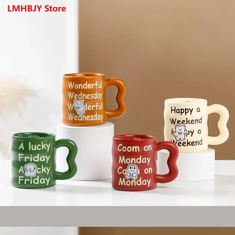 

LMHBJY кружка с милыми животными, Женская Керамическая кружка для завтрака, кружка для кофе и молока, Кружка для офиса, дома и школы
