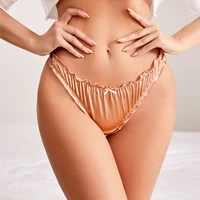 1 pièces/7 pièces offre spéciale dames volants garniture Satin glace soie sans couture sans spectacle sous-vêtements slips invisibles Tanga Bragas culottes pour femmes 5