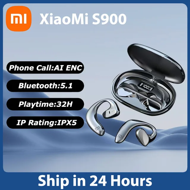 블루투스골전도 샤오미 미지아 S900 블루투스 이어폰: 하이파이 스테레오 사운드와 풍부한 기능을 갖춘 무선 스포츠 헤드폰