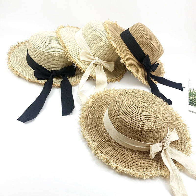 Summer Beach Sunshade Straw Hat Women's Beach Vacation Sunscreen Hat Big Brim Straw Knitted