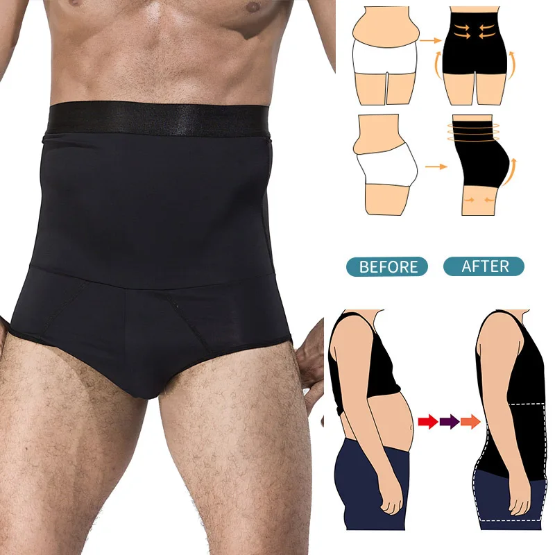 Men Body Shaper Waist Trainer Slimming Shorts High Waist Shapewear Modeling Panties Boxer Briefs Stretch Underwear