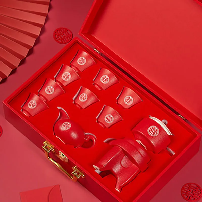 Ceramic Automatic Teapot Set, Kung Fu Tea Set, Filter, Chinese Tea Set, Household, Wedding Gift