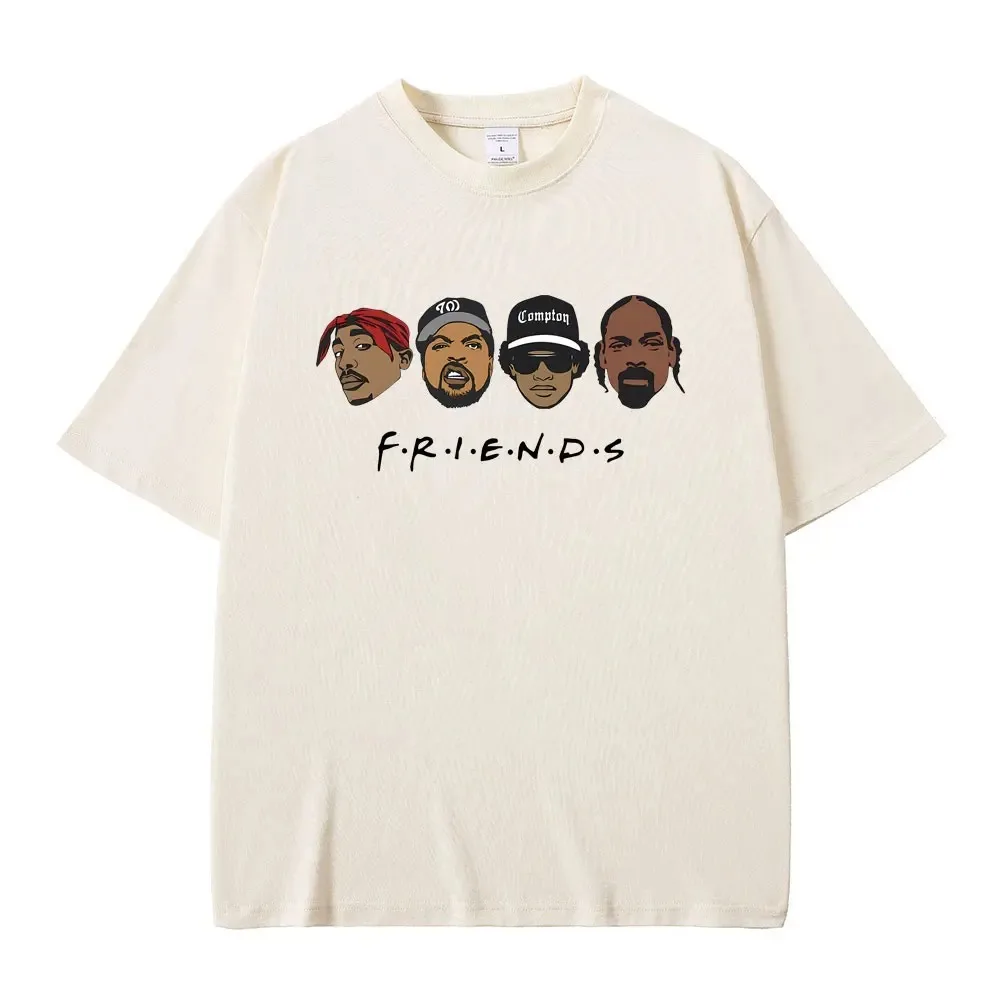 

Hip Hop Friends 2pac The Notorious Big Biggie Smalls Ice Cube Eazy-E Snoop Dogg Face Graphic Print Tshirt Men Rap Oversized Tees