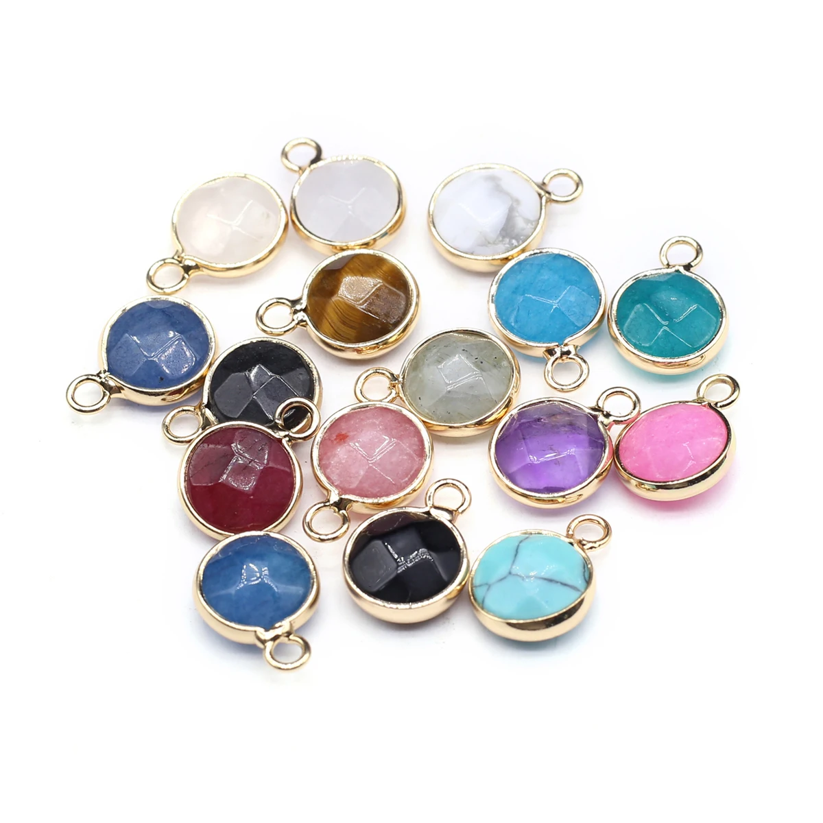 

2 PCS Natural Semi-Precious Stones Random Colour Round Pendant Fine Shape for DIY Jewelry Making Handmade Bracelet Necklace