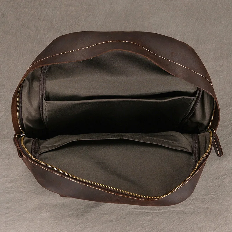 Fashion Leather Backpack Men Male Laptop Backpack For 15.6 Inch ComputerTravel Backpack Men's Leather Bagpack School Daypack Men 5