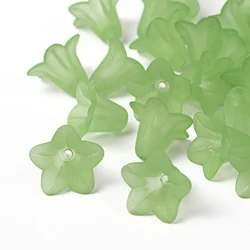 Set of 50 Frosted Light Blue Acrylic Flower Beads - Transparent, 17.5x12mm (Green 17.5x12mm)
