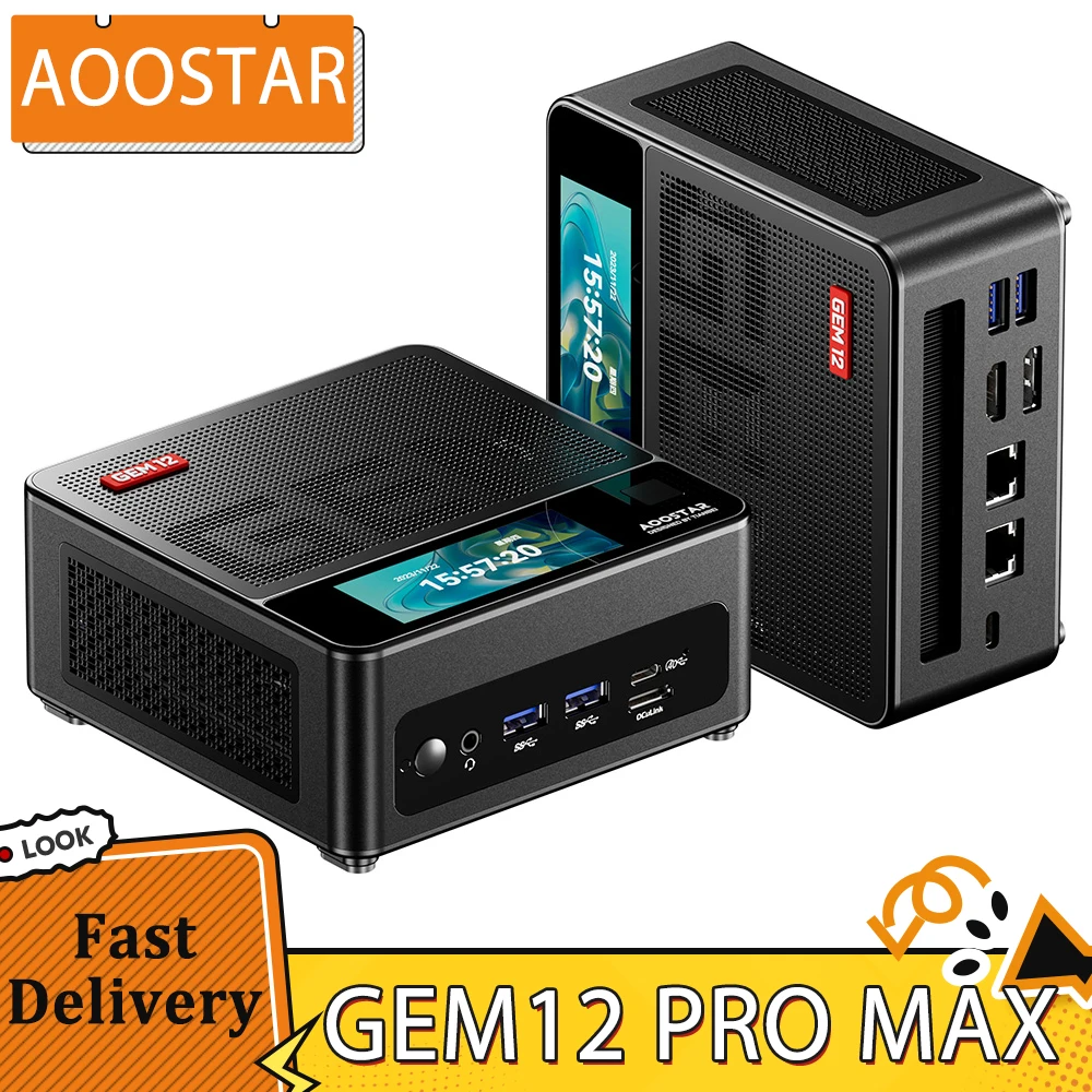 AOOSTAR GEM12 Pro Max Mini PC with Display, Fingerprint
