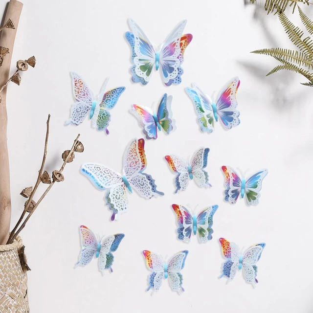 12Pcs 3D Wall Stickers Useful Easy to Paste Butterfly Stickers 3D Butterfly  Glow in The Night Background Decals for Office