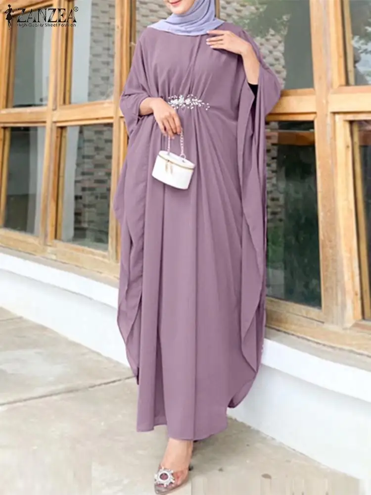 

Осенние модные мусульманские платья Eid Рамадан Abayas для женщин, кружевной женский халат ZANZEA, турецкий кафтан, платья, Abaya Isamic Clothing