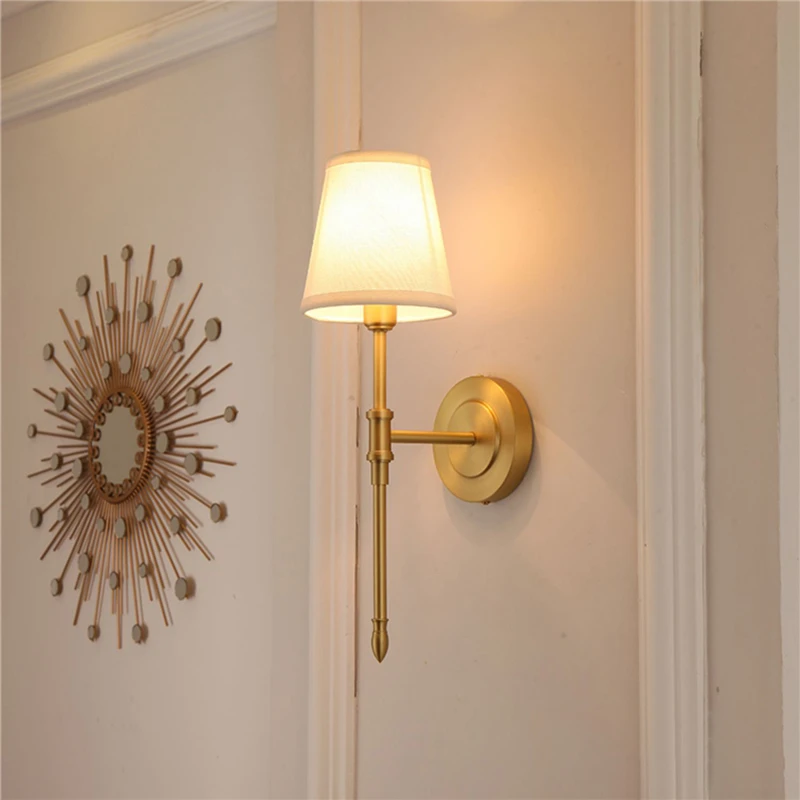 북유럽 구리 램프 장식 거울에 대 한 농촌 벽 램프 침실 복도 계단 현대 벽 Sconce 실내 Luminaire led 조명
