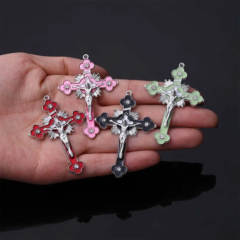 Neue Religiöse Jesus Kreuz Schmuck Handwerk Anhänger, Handgemachte Anhänger Kreuz Charm Anhänger Schmuck Geschenk – Detail 4