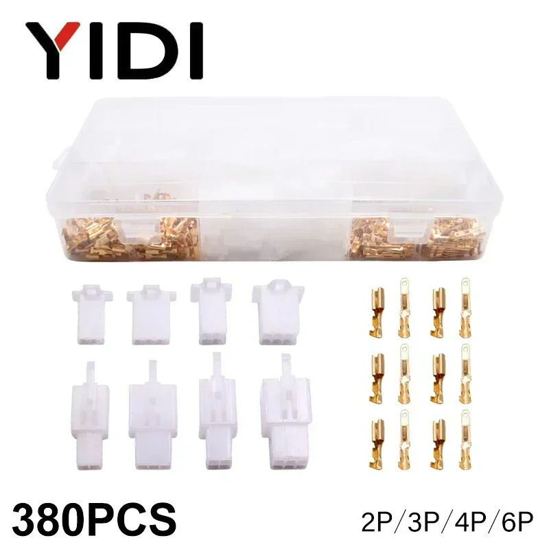 380pcs 2/3/4/6 핀 압착 자동 전기 절연 케이블 와이어 터미널 2.8 세트 남..